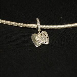 Pandora You Melt My Heart Dangle Charm Women OS Silver Cubic Zirconia Floral
